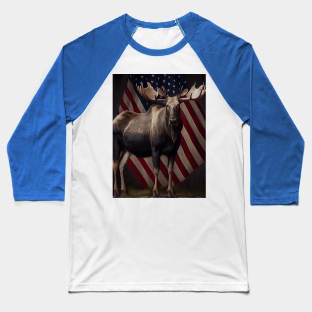 American Moose Baseball T-Shirt by ABART BY ALEXST 